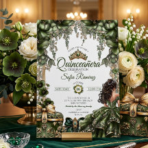 Elegant grön gyllene tiara blomster Quinceañera