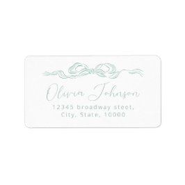 Elegant grön handritad bow returadressetikett adressetikett
