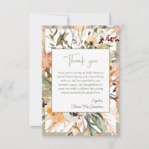 Elegant grön höst floral bröllopsdusch tack kort