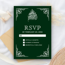 Elegant grön islamisk muslimsk bröllops-RSVP
