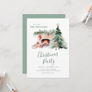 Elegant grön julfestinbjudan inbjudningar