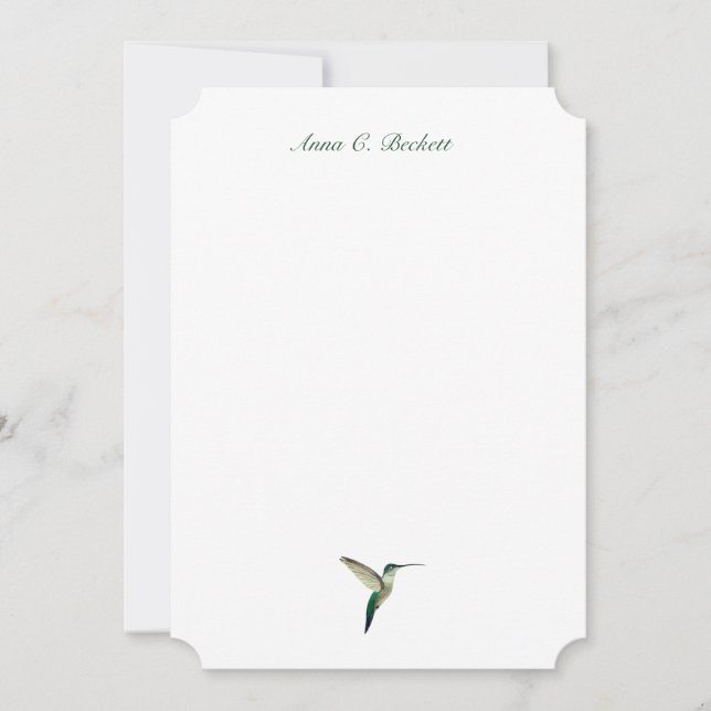 Elegant grön kolibri Noteskort Anteckningskort (Framsida)
