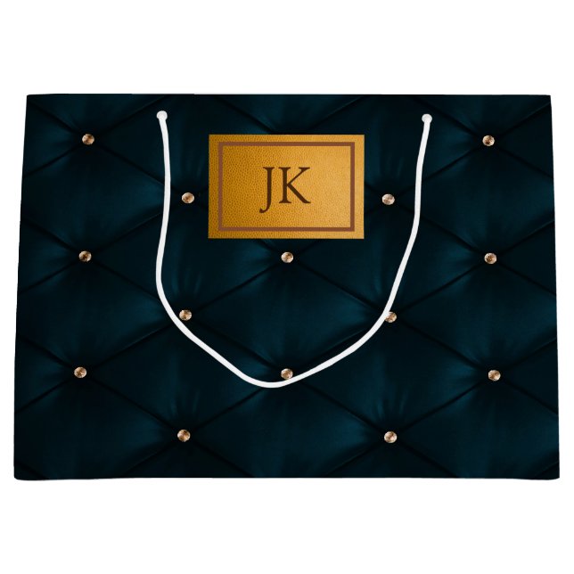 Elegant grön läder,Diamanter,Monogram    (Framsidan)