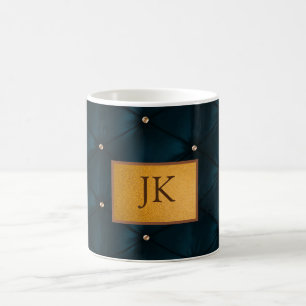 Elegant grön läder,Diamanter,Monogram Kaffemugg