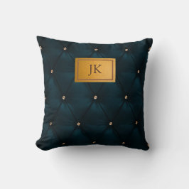 Elegant grön läder,Diamanter,Monogram Kudde