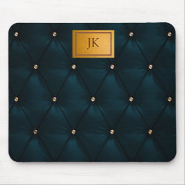 Elegant grön läder,Diamanter,Monogram Musmatta