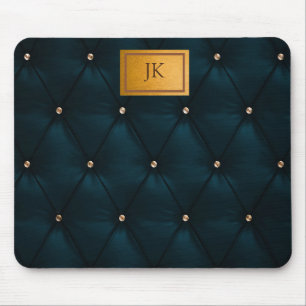 Elegant grön läder,Diamanter,Monogram Musmatta