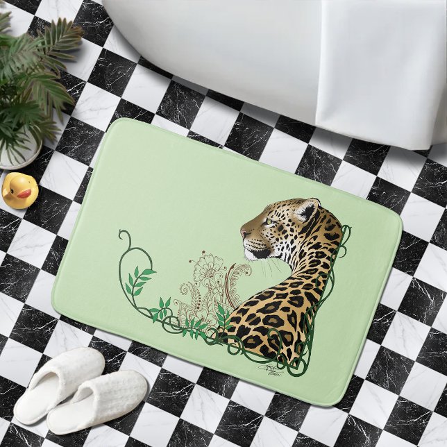 Elegant grön leopard botanisk henna badrumsmatta (Skapare uppladdad)