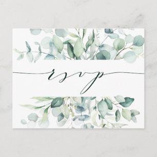 Elegant grön lövbröllop RSVP Vykort