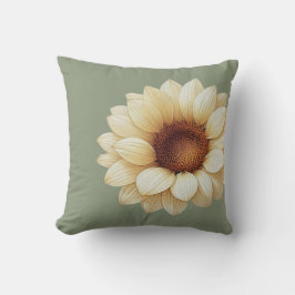Elegant grön minimal solros kant blomster kudde