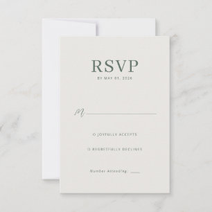 Elegant Grön Minimalist RSVP OSA Kort