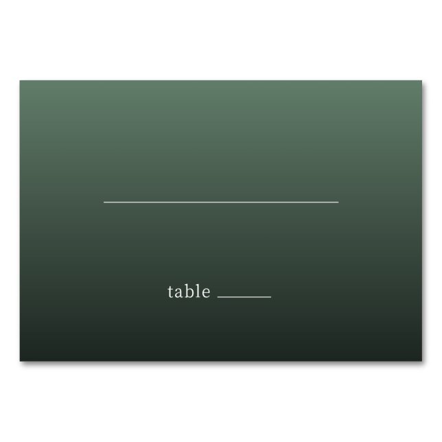 Elegant grön minimalistisk bordsskylt bordsnummer (Framsidan)