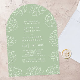 Elegant grön minimalistisk botanisk bröllopsinbjud inbjudningar