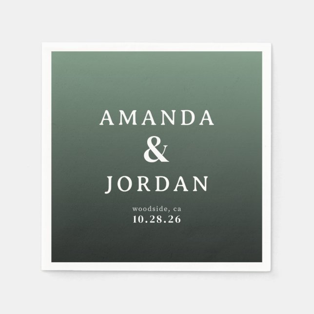 Elegant grön minimalistisk gradient pappersservett (Framsidan)