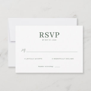 Elegant Grön Minimalistisk RSVP OSA Kort