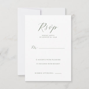 Elegant Grön Minimalistisk RSVP OSA Kort