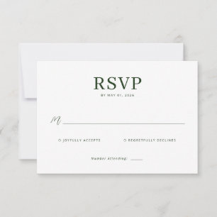 Elegant Grön Minimalistisk RSVP OSA Kort
