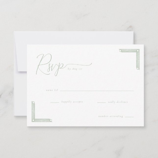 Elegant Grön Minimalistisk RSVP OSA Kort (Framsida)