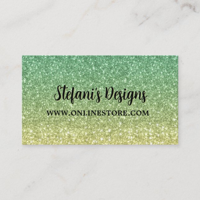 Elegant Grön Mint Ombre glitter Webbutik Visitkort (Framsida)