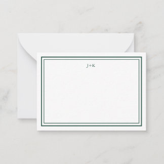 Elegant grön monogram modern kalligrafi anteckningskort