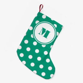 Elegant grön monogrammönster liten julstrumpa