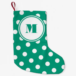 Elegant grön monogrammönster liten julstrumpa