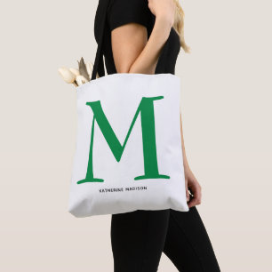 Elegant grön monogramnamn tygkasse