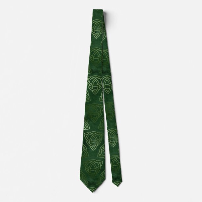 Elegant grön och gul irländsk keltisk mönster slips (Framsida)