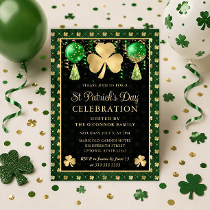 Elegant grön och gul Shamrock St. Patrick's Day Inbjudningar