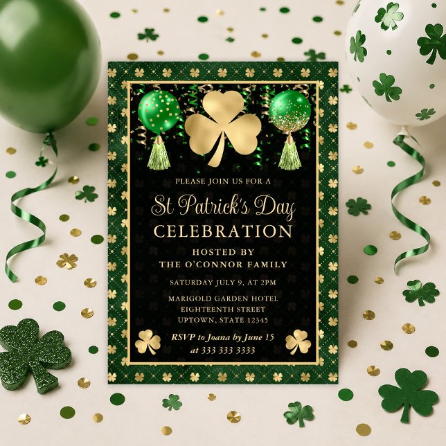 Elegant grön och gul Shamrock St. Patrick's Day Inbjudningar (Skapare uppladdad)