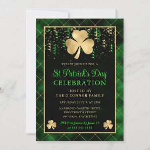 Elegant grön och gul Shamrock St Patrick's Day Inbjudningar
