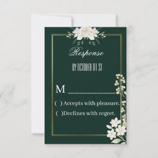 Elegant grön och guld blommig RSVP-kort Tack Kort