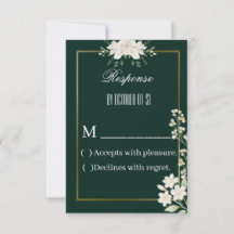Elegant grön och guld blomster-RSVP-kort