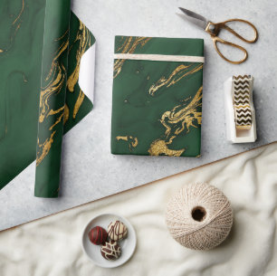 Elegant grön och guld höst fall marmor sten presentpapper