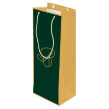 Elegant grön och guld monogram skrivstil namn
