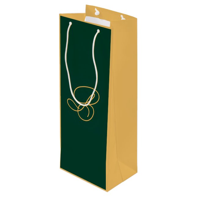 Elegant grön och guld monogram skrivstil namn  (Baksidan Vinklad)