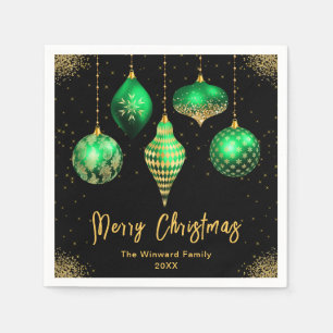 Elegant grön och guld Ornament Jul Pappersservett