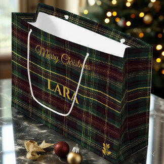 Elegant grön och guld Plaid Jul Anpassad
