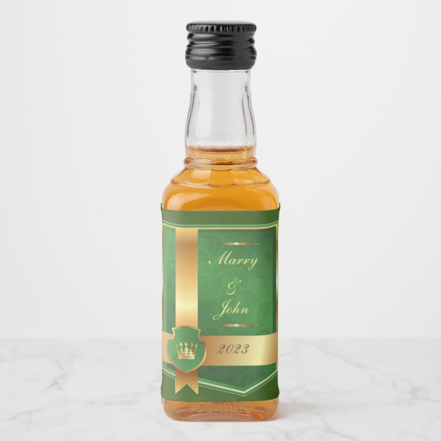 Elegant grön och guld spritflaskor etikett (Framsida)