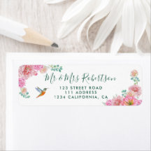 Elegant grön och rosa akvarell blommande bröllop