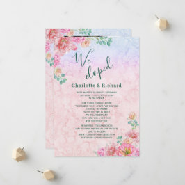 Elegant grön och rosa akvarell blommande bröllopsf meddelande
