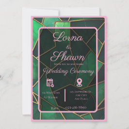 Elegant grön och rosa överlagring bröllopsinbjudan inbjudningar