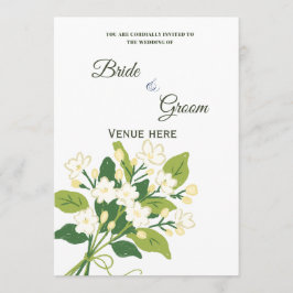 Elegant grön och vit botanisk bröllopsinbjudan inbjudningar