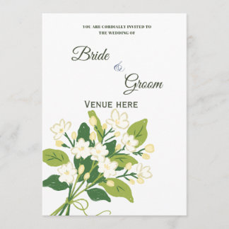 Elegant grön och vit botanisk bröllopsinbjudan inbjudningar