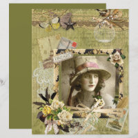 Elegant grön Paris dröm collage Scrapbook papper
