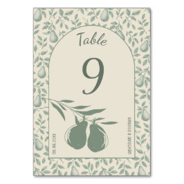 Elegant Grön Päronbröllop Bordsnummer