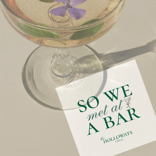 Elegant grön personlig cocktailtimme bröllop pappersservett