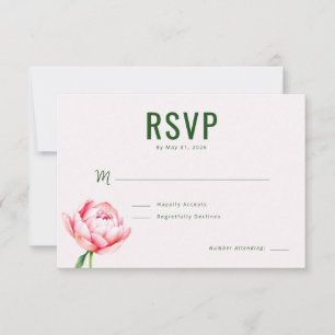 Elegant Grön Pion RSVP OSA Kort