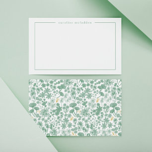 Elegant grön prickig blommig personlig brevpapper anteckningskort