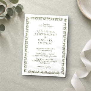 Elegant grön prydnadsram inbjudningar